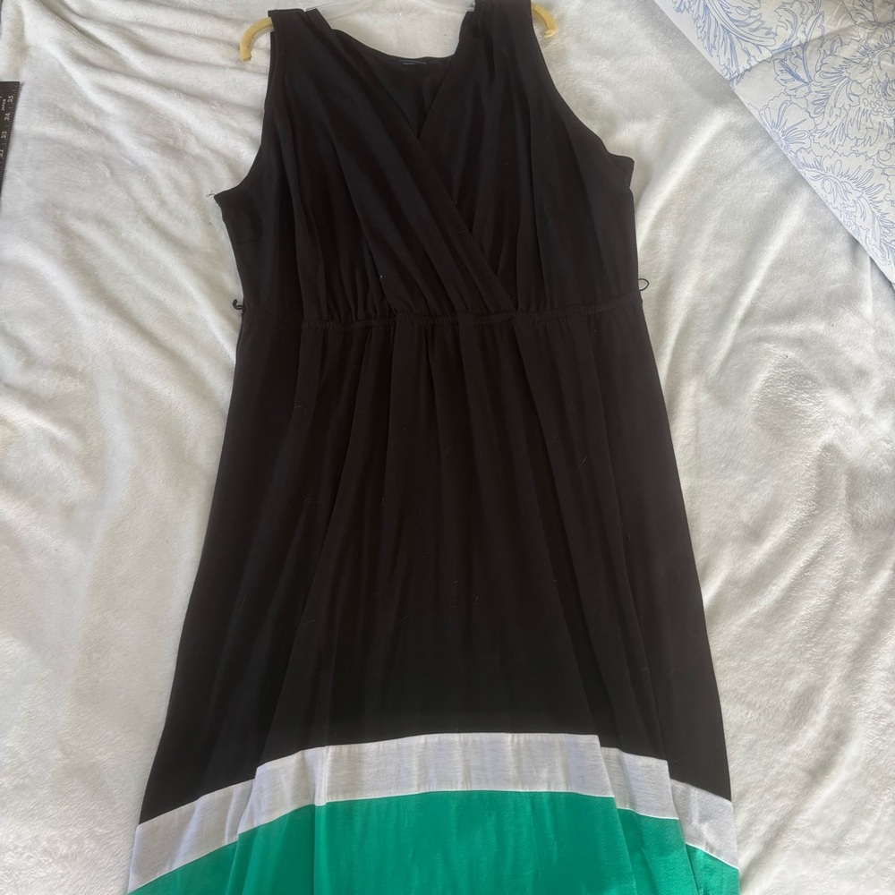 Faded Glory Black and Green Maxi Dress Size 2X